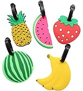 Mziart Colorful Fruits Luggage Tags Baggage Suitcase Backpack Labels, Set of 5 (Banana, Pineapple...