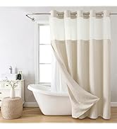 eachope No Hooks Needed Linen Textured Shower Curtain with Snap-in Fabric Liner Set,Hotel Luxury ...