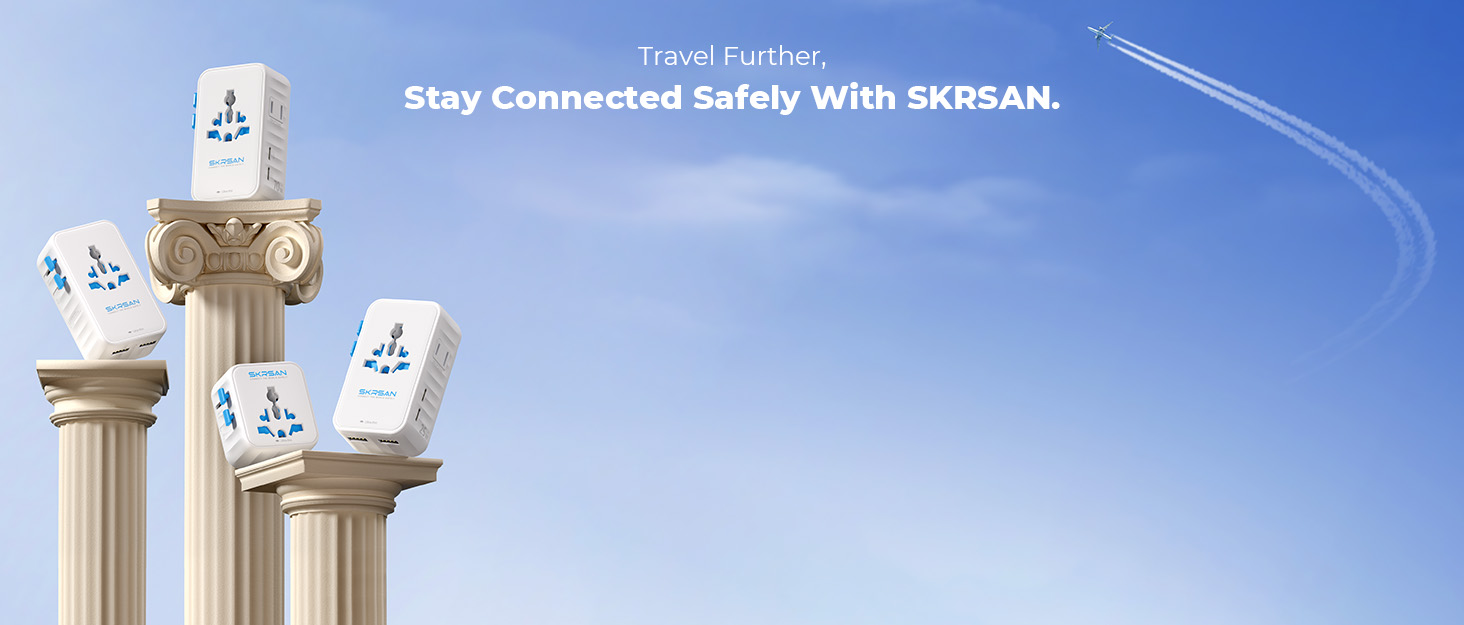 SKRSAN Aura Ultra-Thin Universal Travel Adapter, International Power Plug