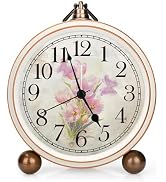 Maxspace 5.2in Vintage Alarm Clock, Silent Non-Ticking Tulips Analog Clock & Battery Operated Tab...