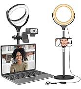 Zoom Light for Computer, Adjustable Desk Ring Light for Video Calls, Circle Light with Stand and ...