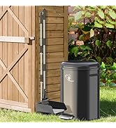 Meegood Dog Poop Trash Can Outside, Waste Bin with Lid and Removable Inner,Metal Rake Pooper Scoo...
