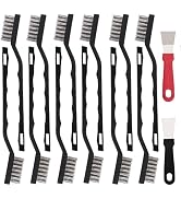 Jikvmis 12 Pcs Mini Stainless Steel Wire Brush Set, Wire Scratch Brush with Curved Handle, Cleani...