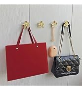 YEMCHI 4 Pack Gold Decorative Flower Wall Hooks with Self Adhesive, Cute Towel Coat Purse Backpac...