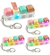 4PCS Light Up Keyboard Fidget Toy, 4-Key LED Keyboard Fidget Clicker Keychain with RGB Lights, Po...