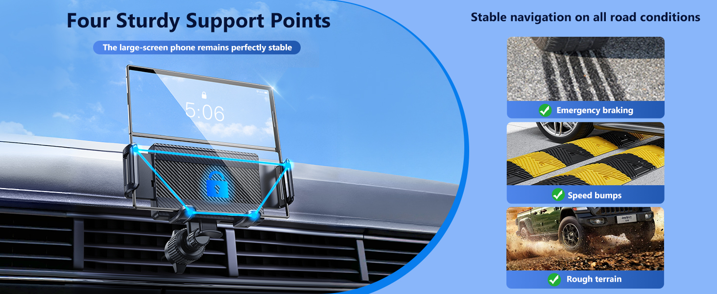 4-point sturdy support design, ensuring your z fold 7 stays securely in place even on bumpy roads