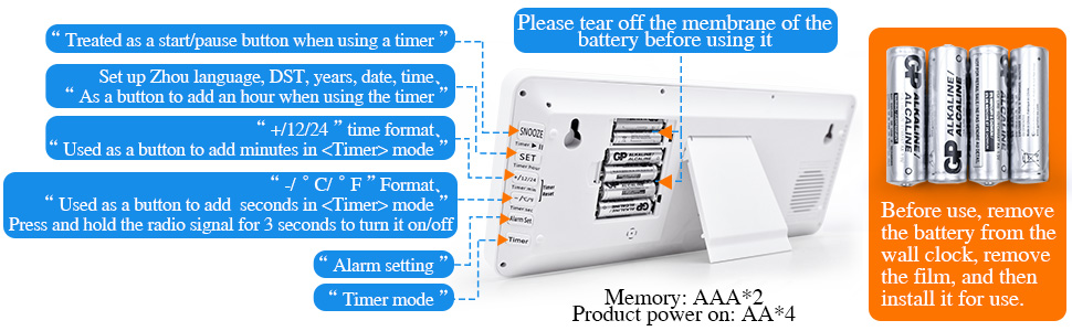 Digital Wall Clocks Battery Operated