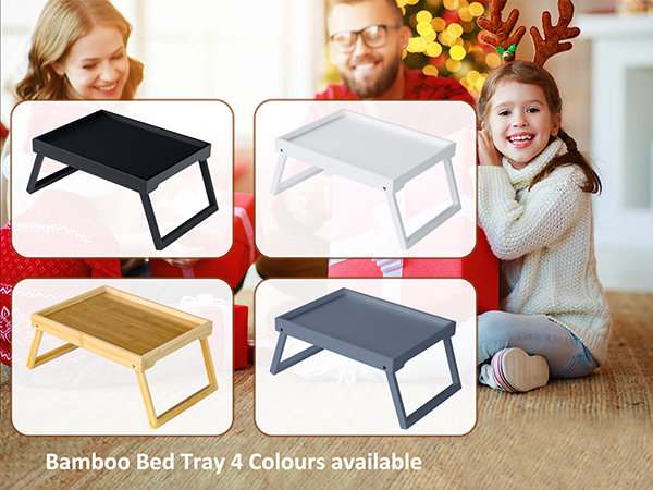 Bamboo Bed Tray Table with Folding Legs