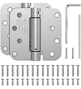 JIW Self Closing Door Hinges 4 Inch, 2 Pack Spring Loaded Door Hinge with 5/8'' Radius Corners, A...