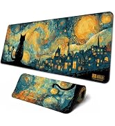 Brecoy Large Mouse Pad, Anime Black Gaming, Extended Kanagawa Mat Desk Pad, 3mm Thick Long Non-Sl...