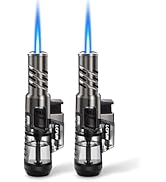 LcFun Torch Lighter 2 Pack Windproof Adjustable Single Jet Flame Butane Lighter Refillable Gas Li...