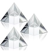 ZEAYEA 3 Pack Clear Crystal Pyramid, 2.4" Crystal Pyramid Prism, Glass Paperweight Pyramids Desk ...