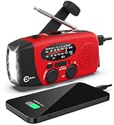 Esky Emergency Hand Crank Radio 7400mWh with 3 LED Flashlight, AM/FM/NOAA Portable Weather Radio ...