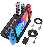 TV Docking Station with Joycon Charging for Switch and Switch OLED,Storable 6 Game Cards/6 TF Car...