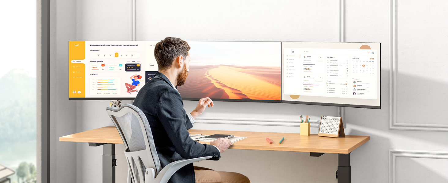 triple monitor arm