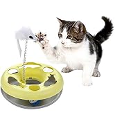 Andiker Interactive Cat Toy, Mouse Circle Track with 1 Moving Ball Cat Turntable and a Mouse Toy,...