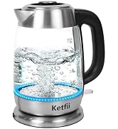 Electric Glass Kettle 1.8L, 1200W Fast Boil for Tea & Coffee, Auto Shut-Off & Boil-Dry Protection...