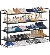KIMBORA 4 Tier Long Floor Shoe Rack - Wide Storage Organizer for 30 Pairs - Stackable for Bedroom...