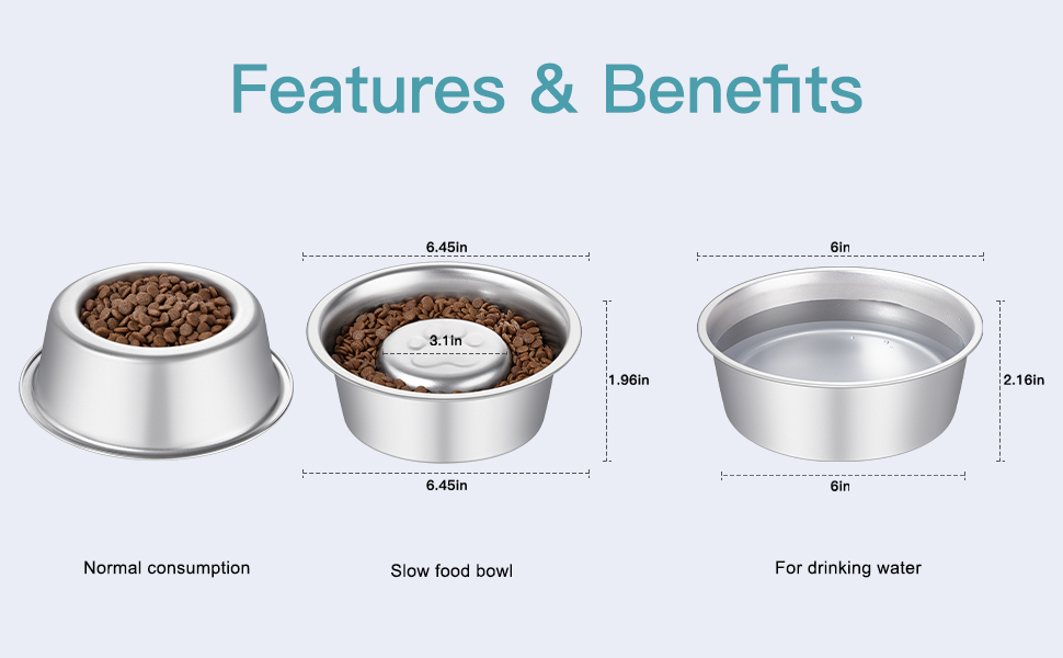 Stainless steel pet bowl size