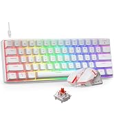 BlueFinger 60% Mechanical Gaming Keyboard and Mouse Combo - RGB Rainbow Backlit 61 Keys Red Switc...