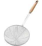Spider Strainer, Slotted Spoon, 7.1 inch Skimmer Spoon with Wood Handle, Stainless Steel Frying S...