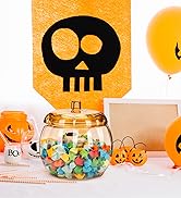 HANZE Pumpkin Shaped Container with Lid, Plastic Pumpkin Jar for Candy, Treats, Spices, and Teach...