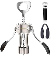 QONYFONE Wing Corkscrew Wine Opener, Premium Zinc Alloy Manual Bottle Opener, Heavy Duty Multifun...