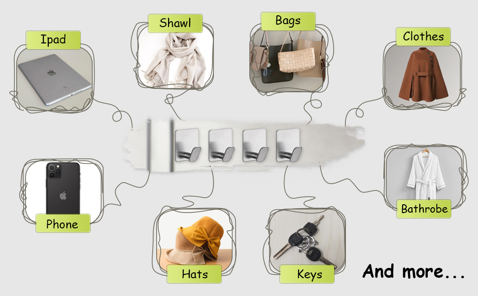 YIGII Bathroom Towel Hook/ Self Adhesive