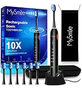 MySmile Electric Toothbrush for Adults, Rechargeable Sonic Electronic Toothbrush with 6 Brush Hea...