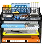 Docnest 4 Tier Mesh Desk Organizer, Multi-Functional Paper Letter Tray with 5 Adjustable Compartm...