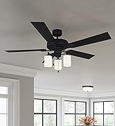 Design House 157362-BLK Aubrey 52-Inch Traditional Indoor Tri-Mount Ceiling Fan with Light Kit, R...