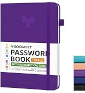 Soomeet Password Book with Alphabetical Tabs, Hardcover Password Keeper, Size 4.4''x 6.1'' Passwo...
