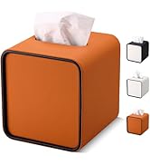 GORESE Square Tissue Box Cover for Kleenexs, PU Leather Tissue Box Holder, Decorative Tissue Hold...