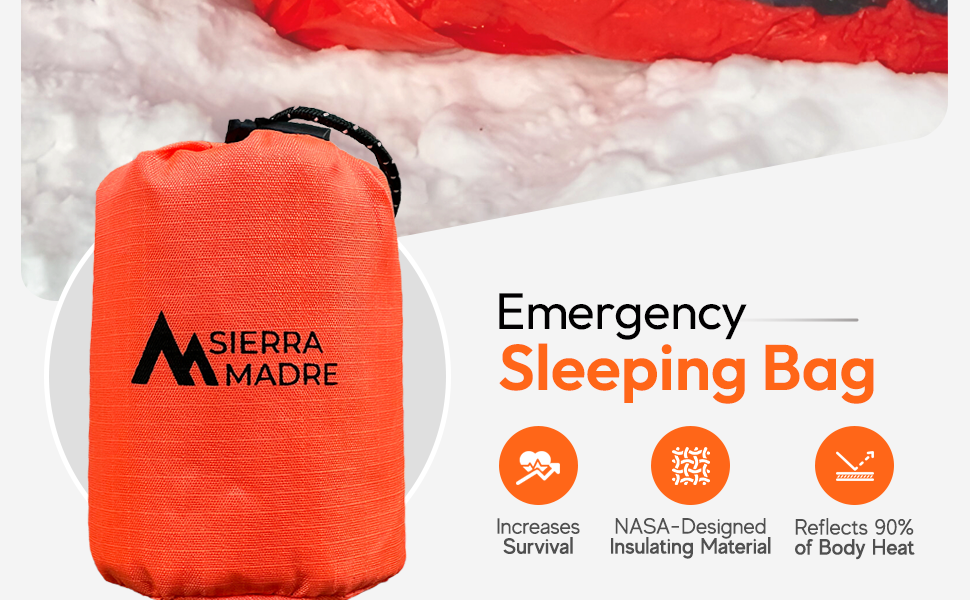 sierra madre emergency sleeping bag, bivy tent, bivy sack, survival blanket, emergency blankets