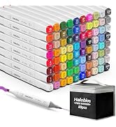 Halobios 80 Alcohol Markers, Dual Tip Fine & Broad Drawing Markers Alcohol Marker Set with Case, ...