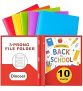 Dinceer Plastic Pocket Folders with Prongs, Heavy Duty 2 Pocket Poly Folder Set, Bright Assorted ...