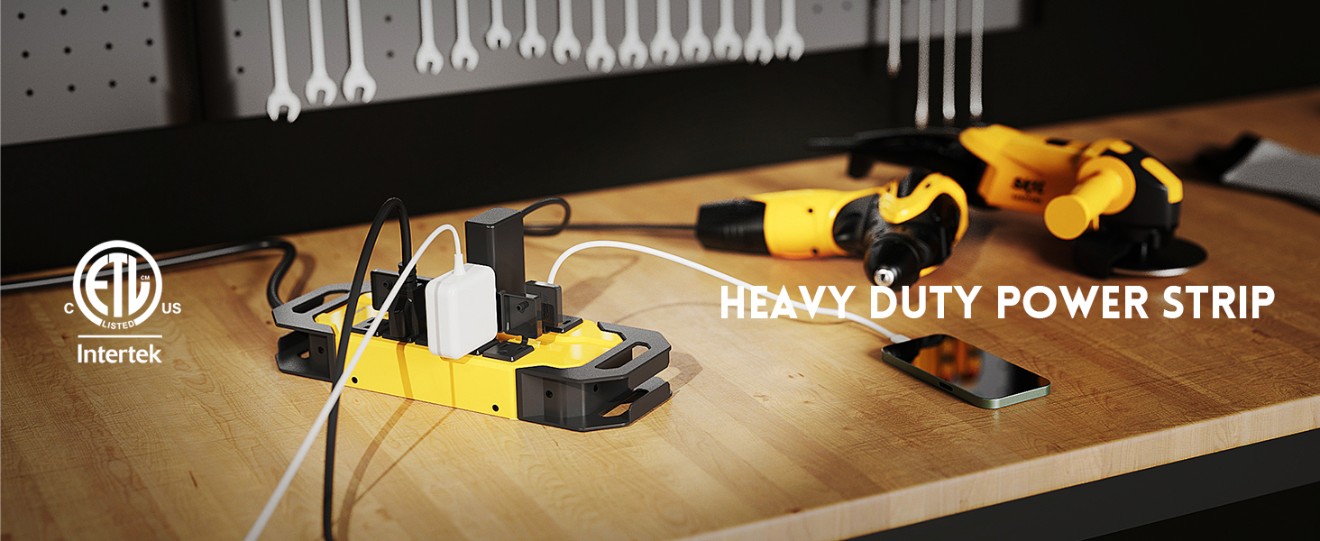 heavy duty power strip Metal surge protector Workshop power strip with usb ports