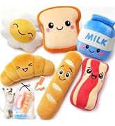 KIPRITII Breakfast Squeaky Dog Toys for Small Dogs with Storage Bag | Soft Plush,For Puppies,Keep...