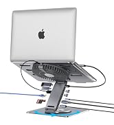 Laptop Docking Station Stand with Fan Aluminum Laptop Riser with USB-C Hub 11-IN-1 4K60Hz HDMI 10...