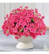 AmberFun 12PCS Artificial Flowers for Outdoor Decorations, Realistic Faux Silk Petunia Flowers fo...