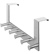 WEBI Over The Door Hook Door Hanger:Over The Door Towel Rack with 6 Peg Hooks for Hanging,Door Co...