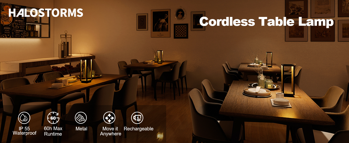 Halostorms Protable Cordless LED Table Lamp