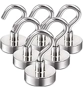 DIYMAG Magnetic Utility Hooks, 25Lbs Heavy Duty Rare Earth Neodymium Magnet Hooks with Nickel Coa...