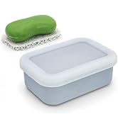 OZNER Leak Proof Travel Soap Container (Gray) - Silicone Soap Case with Drainage Pad, Compact Sha...