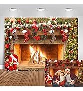 Mocsicka Christmas Fireplace Backdrop 7x5ft Merry Christmas Fireplace Family Picture Party Decora...