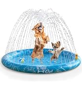 ALL FOR PAWS 51in Dog Splash Pad, Anti-Slip Splash Pad for Dogs, 0.58mm Thickened Splash Sprinkle...