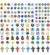 TOAOB 140pcs Assorted Glass Lampwork Beads for Jewelry Making Mixed Styles Glass Beads Bulk Flowe...