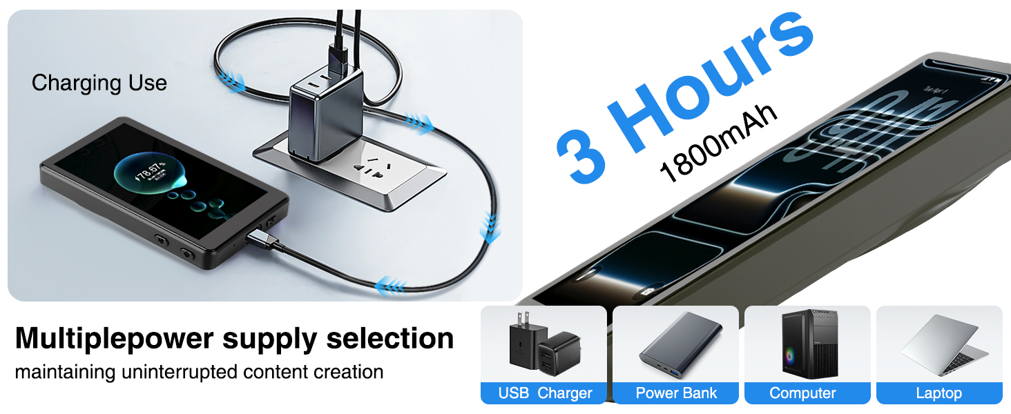 Type-C Charging & 3-Hour Standby