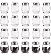 Nicunom 20 Pack 6 Oz Spices Shaker with Perforated Stainless Steel Lid, Swirl Glass Parmesan Chee...