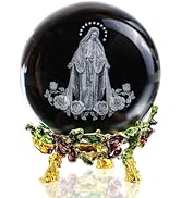 3D Our Lady of Guadalupe Crystal Ball with Rose Stand Laser Etched Virgin Mary Statue Christian C...